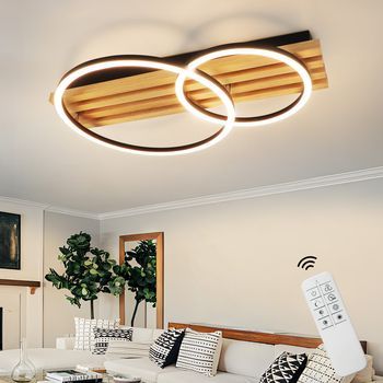 Nettlife Lámpara De Techo Led Regulable: 55 Cm, Moderna Lámpara De Techo De 2 Anillos, 36 W, Diseño Con Control Remoto, Para Dormitorio,