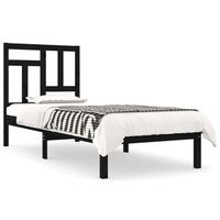 estructura de cama madera maciza individual negra 75x190 cm vidaxl