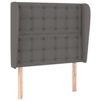 cabecero cama  panel de cabecera con orejas de cuero sintetico gris 83x23x118128 cm