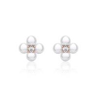 pendientes de perlas flor de plata 925 chapados en oro rosa