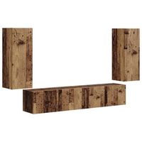conjunto de mueble para tv de pared 4 uds  mueble de salon  gabinete de tv madera vieja