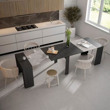 Consola extensible efecto madera cemento 302x90x77cm