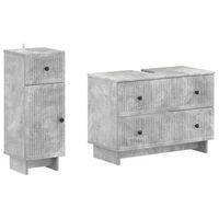 juego de gabinete de bano de 2 piezas ede gris hormigon vidaxl