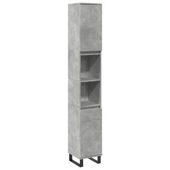 Mueble De Baño | Armario De Baño Madera Contrachapada Gris Hormigón 30x30x190 Cm