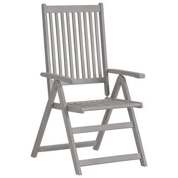 Pack 4 Uds Sillas De Jardín | Silla De Exterior | Sillón Reclinables Madera Maciza De Acacia Gris