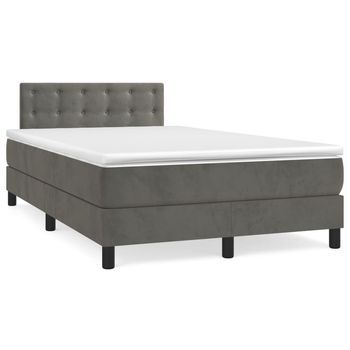 Cama Box Spring Con Colchón Terciopelo Gris Oscuro 120x200 Cm Vidaxl