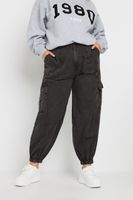 yours pantalones cargo negro efecto lavado mujer curvy y tallas grandes yours