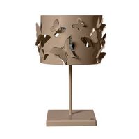 lampara de mesa farfallosa 20x20x372 cm de hierro perforado con mariposas en relieve efecto de luz decorativa casquillo e27 made in italy beige