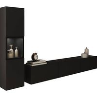 conjunto de muebles de salon berlin i juego de muebles de salon mueble de tv con iluminacion led color negro mate