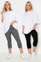 yours juego 2 leggings capri negro y gris animal mujer curvy y tallas grandes yours