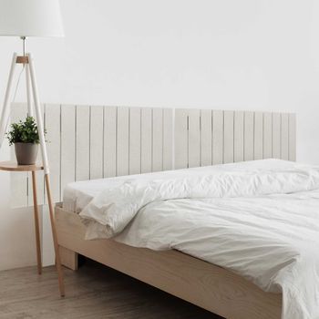 Dhome Cabecero De Madera Reciclada Dm Para Camas De 180 Estilo Palet Vertical Dual Dividido En 2 Piezas Cama Palet Herrajes Incluidos (180cm Dual, Espigas Beige)