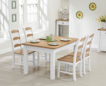 Somerset 130cm Oak and White Painted Flip Top Extending Dining Table with Somerset Chairs - Oak and White, 4 Chairs