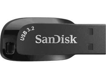 Memoria USB 128 GB - SanDisk Ultra Shift, 3.2, USB-A, Hasta 100 MB/s, Compacta, Con contraseña, Negro