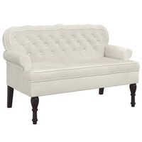 banco con respaldo terciopelo color crema 1195x645x75 cm vidaxl