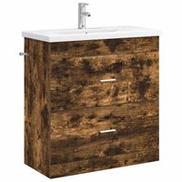 juego de muebles de bano roble ahumado 81 x 40 x 845 cm vidaxl