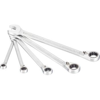 Hazet 606/5 Juego De Llaves Combinadas De Carraca ∙ Perfil De Tracción Hexagonal Doble Exterior ∙ 8 – 19 ∙ Número De Herramientas: 5