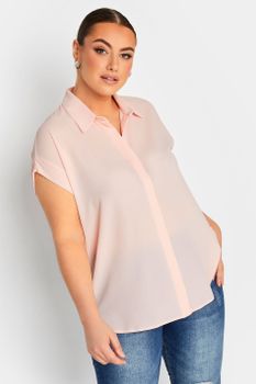 Yours Camisa Rosa De Manga Sisa , Mujer Curvy Y Tallas Grandes, Yours
