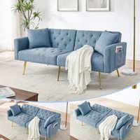 sofa de dos plazas - mueble para salon - tejido de borreguito - azul