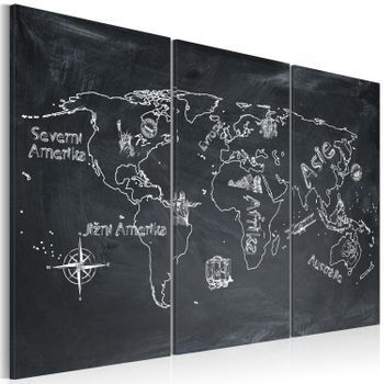 Cuadro - Clase De Geografía (idioma Checo) - Tríptico:tamaño - 120x80