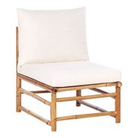 seccion modular de jardin sin reposabrazos de bambu acolchado con cojines blanco crema cerreto