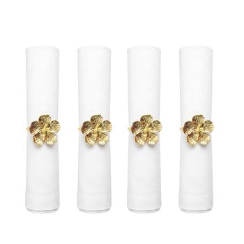 Anillos de servilleta flor dorada - set de 4