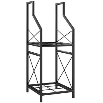 Outsunny Soporte para leña de 2 niveles en metal con base elevada, 34x30x80 cm, Negro   Aosom España