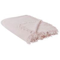 colcha ropa de cama decorativa con flecos algodon rosa 200 x 220 cm halpola