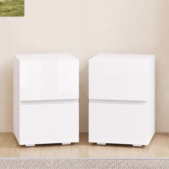 2 Mesitas De Noche De Mdf Homcom 40x40x58 Cm - Blanco