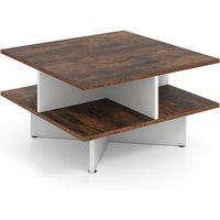 mesa de centro costway de 2 niveles 33 x 60 x 60 cm - madera - marron