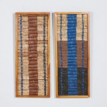 Set de 2 paneles de fibra de banano y madera para decorar la pared