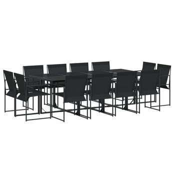 Juego De Comedor De Jardín 13 Piezas Textileno Negro