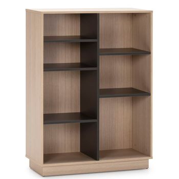 Estantería librería 110x80 cm, color roble y gris, 80 x 33 x 110 cm