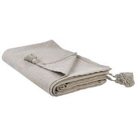 colcha con borlas para cama algodon 220 x 200 cm gris pardo lindula