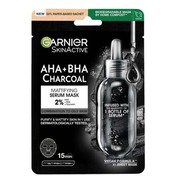 Mascarilla facial de tela hidratante Charcoal and Algae de Garnier