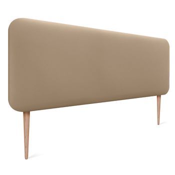 Dhome Cabecero Tapizado Liso Redondeado Polipiel Con Patas Para Pared Acústicos Cabeceros Absorbentes Cabezal Cama Dormitorio (marrón Claro, 150cm)