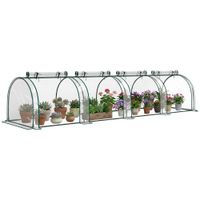 outsunny invernadero para jardin terraza para cultivo de plantas tipo tunel marco acero y pvc 395x100x80 cm transparente y verde   aosom espana