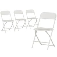 homcom set de 4 sillas plegables con orificios de drenaje en plastico y metal 45x49x795 cm blanco   aosom espana