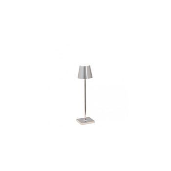 Lámpara De Mesa Led Poldina Pro Micro Cromo Pulido Recargable Y Regulable Con Batería De Hasta 12 Horas