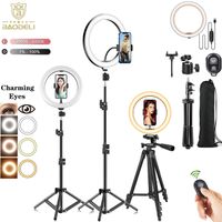 anillo de luz led para selfie de 10 y 26cm luz para fotografia y video soporte para telefono tripode luz de relleno lampara regulable transmision trepied