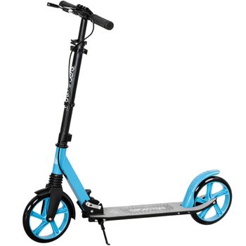 HOMCOM Patinete Plegable para Adultos y Niños de +14 Años Scooter con Manillar Ajustable 91,5x36,5x91-104 cm Azul