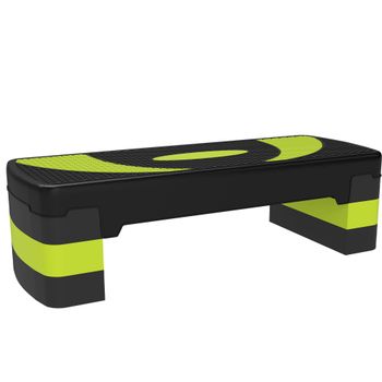 HOMCOM Step de Aeróbic para Fitness Antideslizante con Altura Regulable 3 Niveles 10/15/20 cm Carga 150 kg 80x31x20 cm Verde