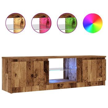 Mueble Tv | Mueble De Salón | Gabinete De Tv Luces Led Madera Ingeniería Envejecida 120x30x36 Cm