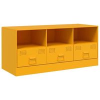 mueble para tv  mueble de salon  gabinete de tv de acero amarillo mostaza 99x39x44 cm