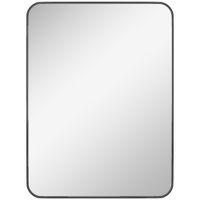 homcom espejo de bano rectangular con marco metalico espejo decorativo para dormitorio comedor o entrada 60x80 cm negro