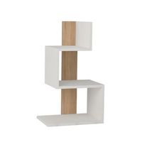mesita de noche blanca y decorada en madera de roble l42 cm - rosie
