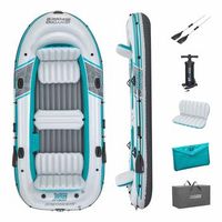 barca hinchable bestway hydro force adventure elite x 5 raft set  364 x 166 x 45 cm para 5 personas  2 remos de aluminio de 145 cm  bomba manual