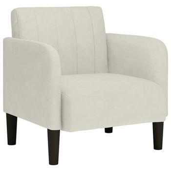 Sillón Con Reposabrazos En Terciopelo Color Crema 54 Cm Vidaxl