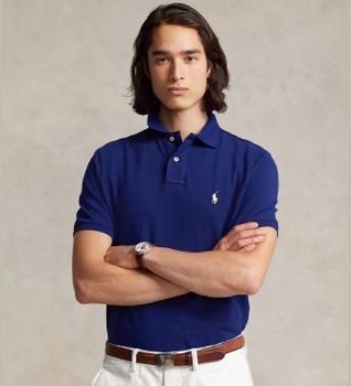 Polo Ralph Lauren para hombre. 710795080013 Polo de piqué Slim Fit azul (S), Casual, Algodón, Manga corta