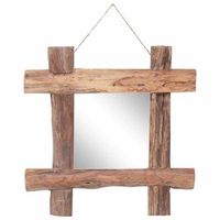 espejo de troncos de madera reciclada de teca natural 50x50 cm vidaxl