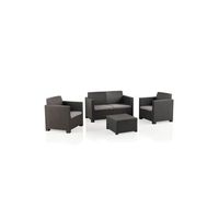 jardin202 - set muebles jardin evo confort con 4 plazas - mobiliario exterior con mesa auxiliar y cojines  set grafito  set grafitojardin202